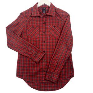 Plaid Flannel Button Shirt Mens  size medium  Red green check Oakley